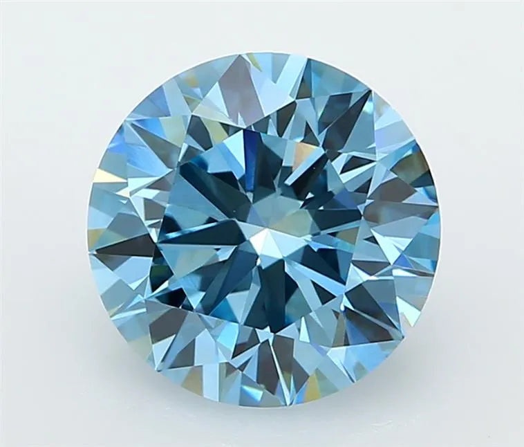 3.00ct Round Lab Grown Diamond (Colour Fancy Vivid Blue, Clarity VVS2, Cut ID, IGI Certified)