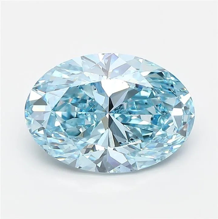 4.01ct Oval Lab Grown Diamond (Colour Fancy Vivid Blue, Clarity VS2, IGI Certified)