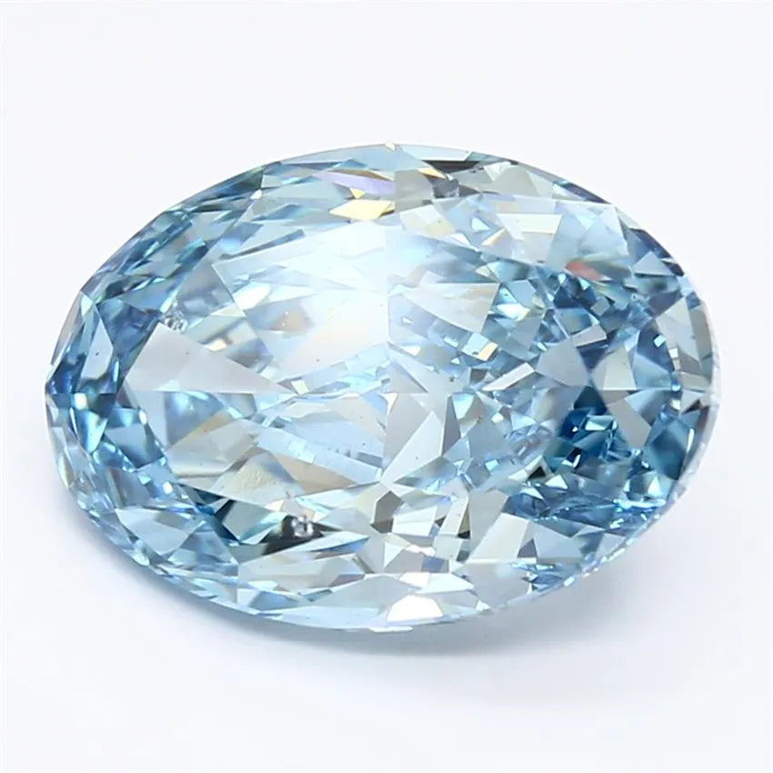 4.17ct Oval Lab Grown Diamond (Colour Fancy Vivid Blue, Clarity VS2, IGI Certified)