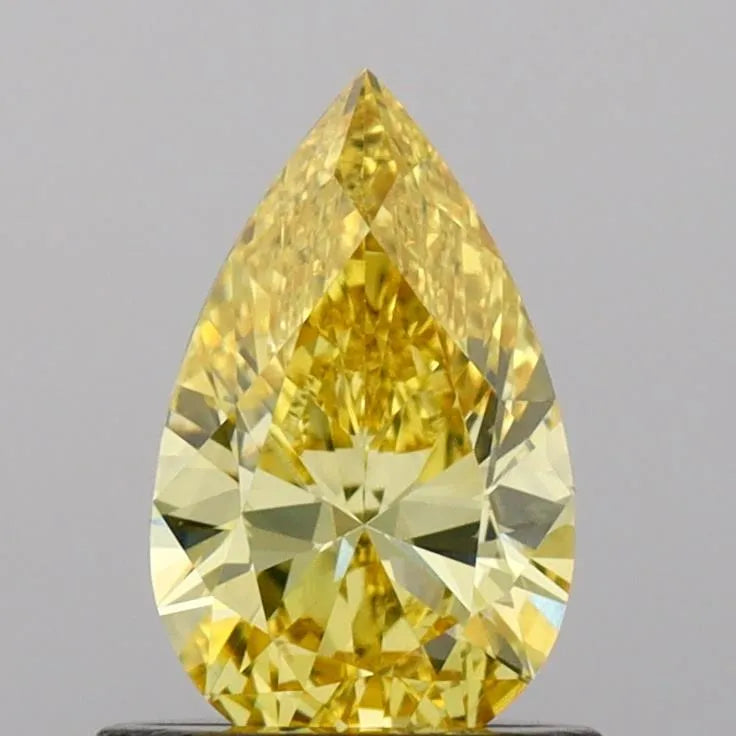 0.77ct Pear Lab Grown Diamond (Colour Fancy Vivid Yellow, Clarity VVS2, IGI Certified)
