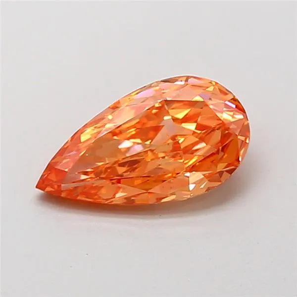 1.16ct Pear Lab Grown Diamond (Colour Fancy Vivid Pinkish Orange, Clarity VS2, IGI Certified)