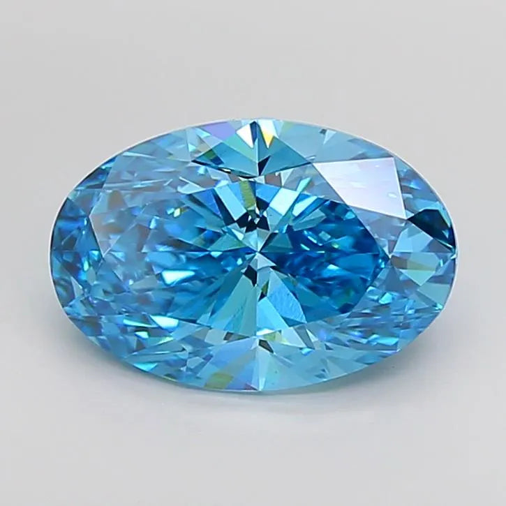2.01ct Oval Lab Grown Diamond (Colour Fancy Vivid Blue, Clarity VS2, IGI Certified)