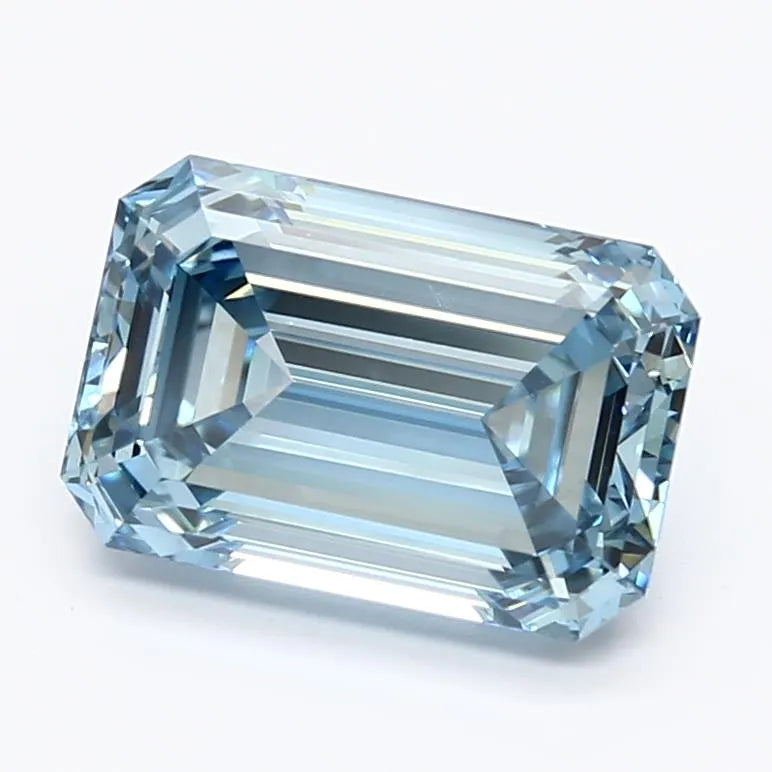 2.57ct Emerald Lab Grown Diamond (Colour Fancy Vivid Blue, Clarity VVS2, IGI Certified)