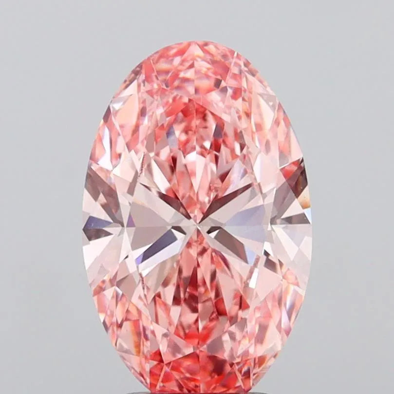 3.00ct Oval Lab Grown Diamond (Colour Fancy Vivid Pink, Clarity VVS2, IGI Certified)