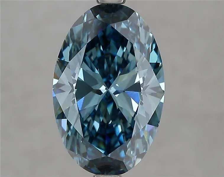 3.01ct Oval Lab Grown Diamond (Colour Fancy Vivid Green Blue, Clarity VVS2, IGI Certified)