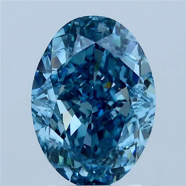 3.05ct Oval Lab Grown Diamond (Colour Fancy Vivid Blue, Clarity VS2, IGI Certified)