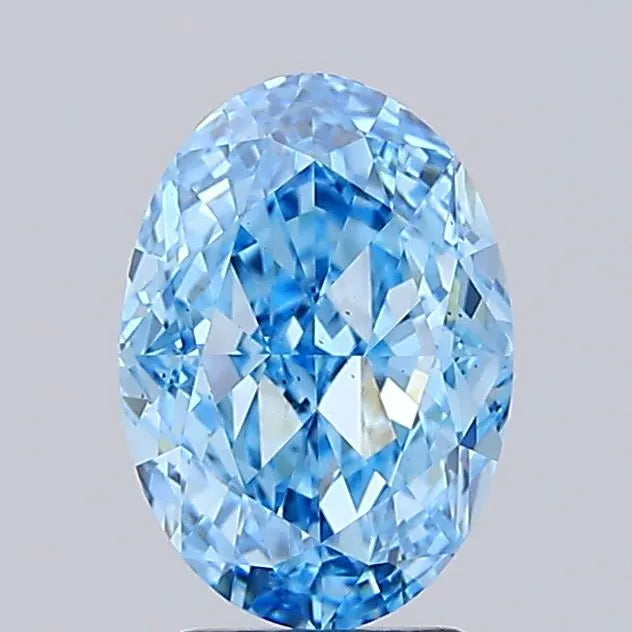 3.06ct Oval Lab Grown Diamond (Colour Fancy Vivid Blue, Clarity VS2, IGI Certified)