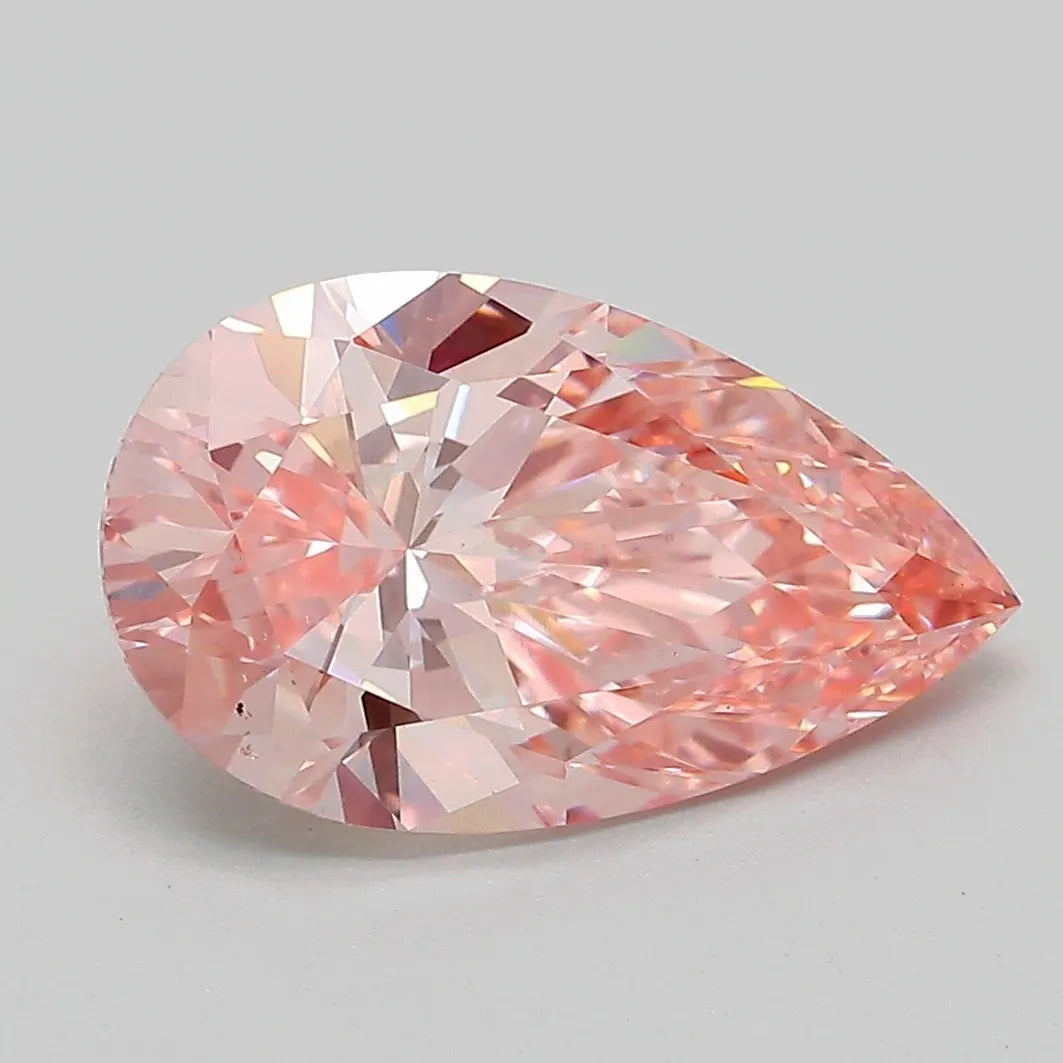 3.07ct Pear Lab Grown Diamond (Colour Fancy Vivid Pink, Clarity VS2, IGI Certified)