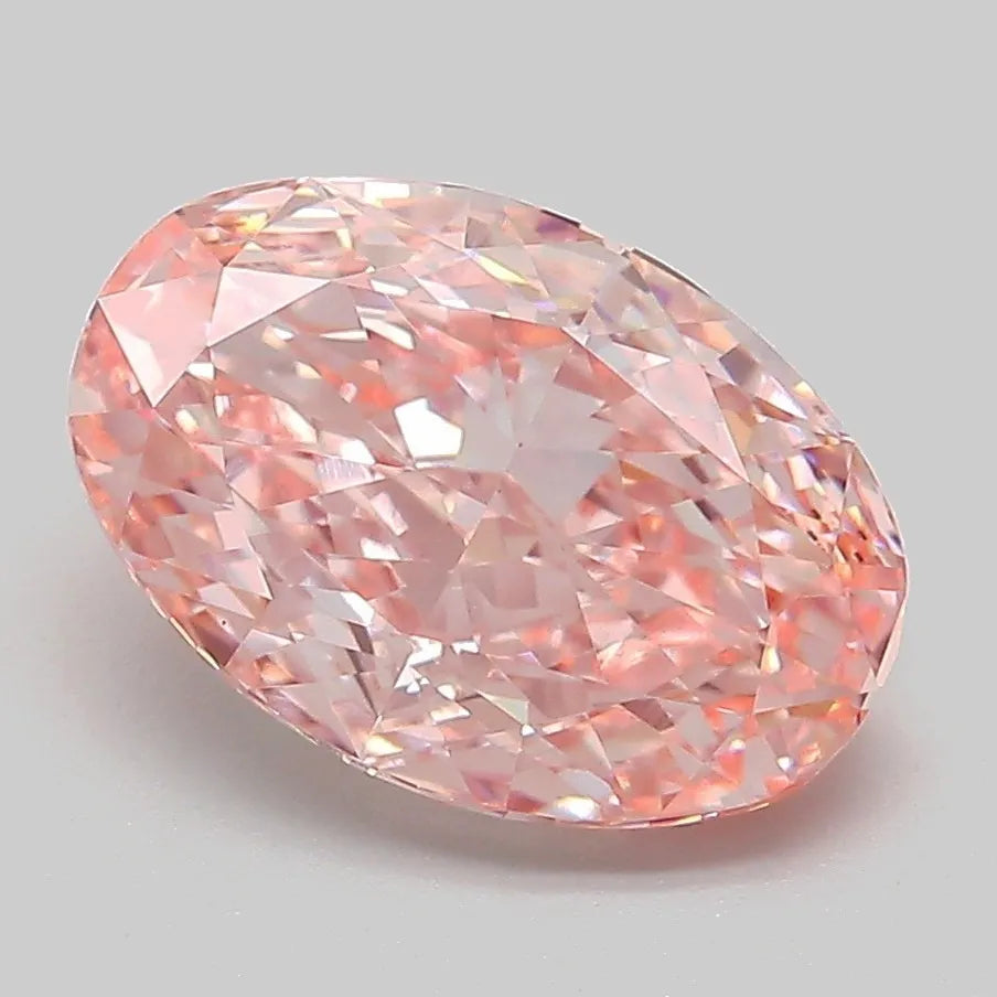 3.08ct Oval Lab Grown Diamond (Colour Fancy Vivid Pink, Clarity VS1, IGI Certified)