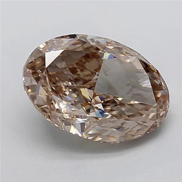 3.09ct Oval Lab Grown Diamond (Colour Fancy Light Brown, Clarity VS1, IGI Certified)