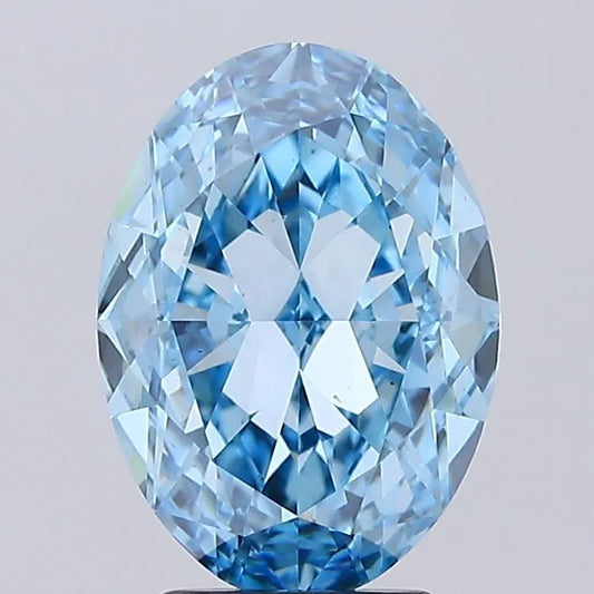 3.51ct Oval Lab Grown Diamond (Colour Fancy Vivid Blue, Clarity VS1, IGI Certified)