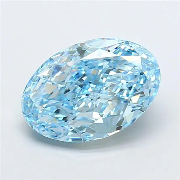 3.74ct Oval Lab Grown Diamond (Colour Fancy Vivid Blue, Clarity VS2, IGI Certified)