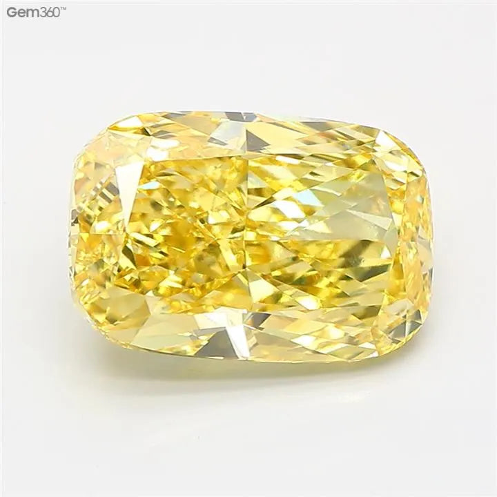 4.10ct Cushion modified Lab Grown Diamond (Colour Fancy Vivid Yellow, Clarity VVS2, IGI Certified)
