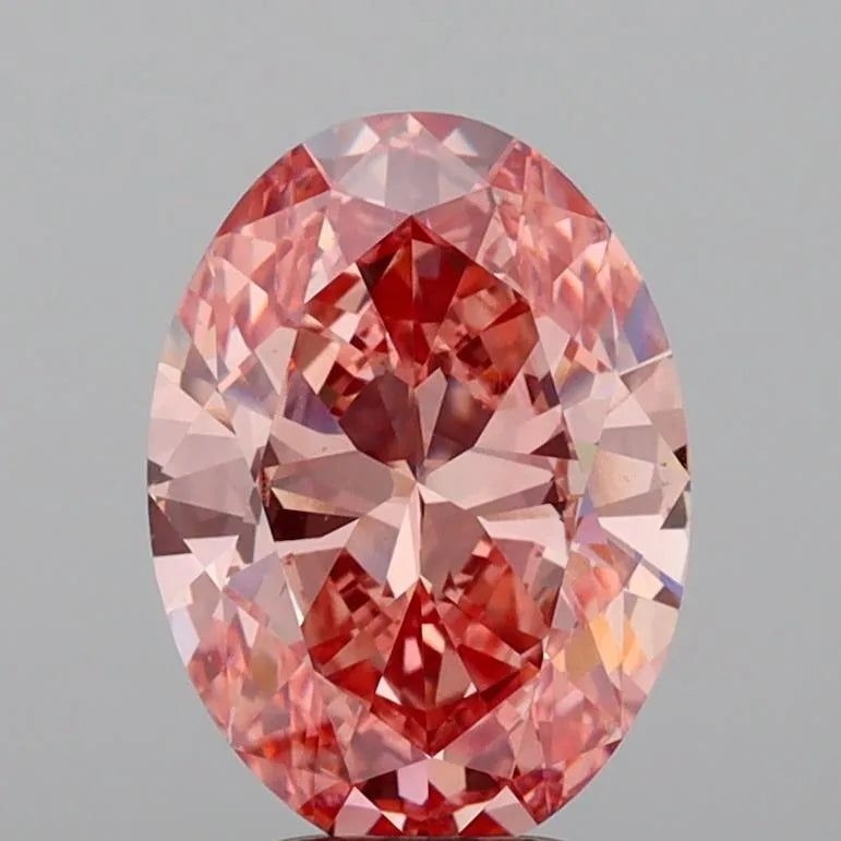 4.10ct Oval Lab Grown Diamond (Colour Fancy Vivid Pink, Clarity VVS2, IGI Certified)
