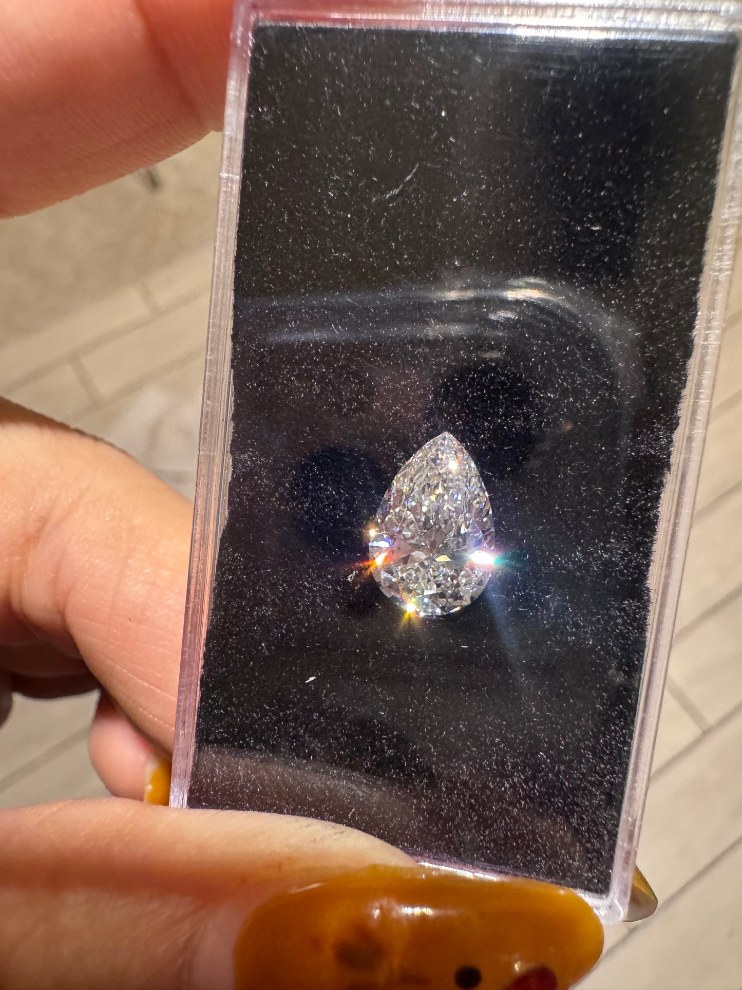 3.08 ct Pear Lab Grown Diamond E VVS2 1.5 ratio