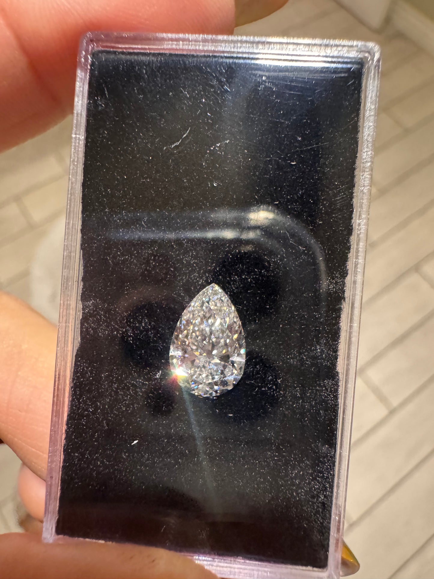 3.08 ct Pear Lab Grown Diamond E VVS2 1.5 ratio