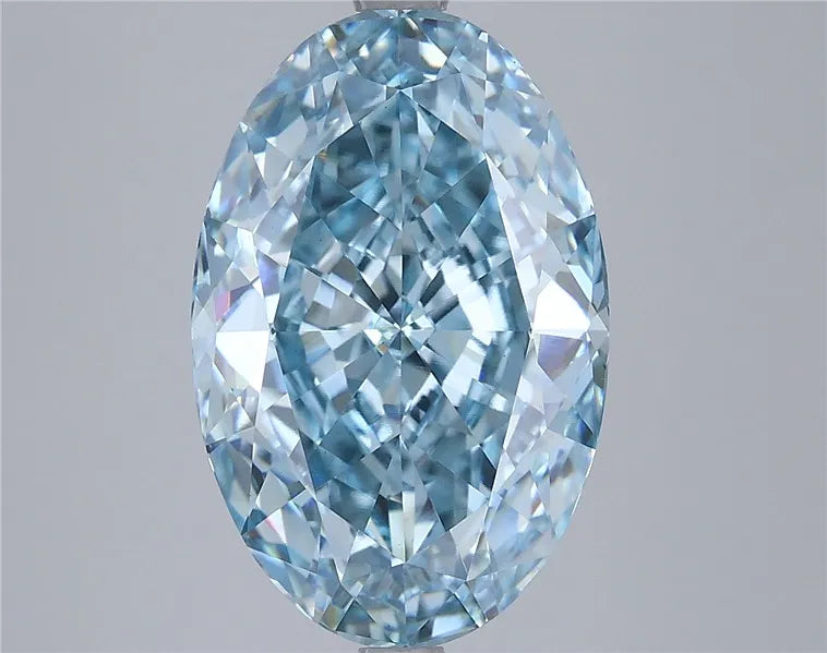6.16ct Oval Lab Grown Diamond (Colour Fancy Vivid Blue, Clarity VVS2, IGI Certified)