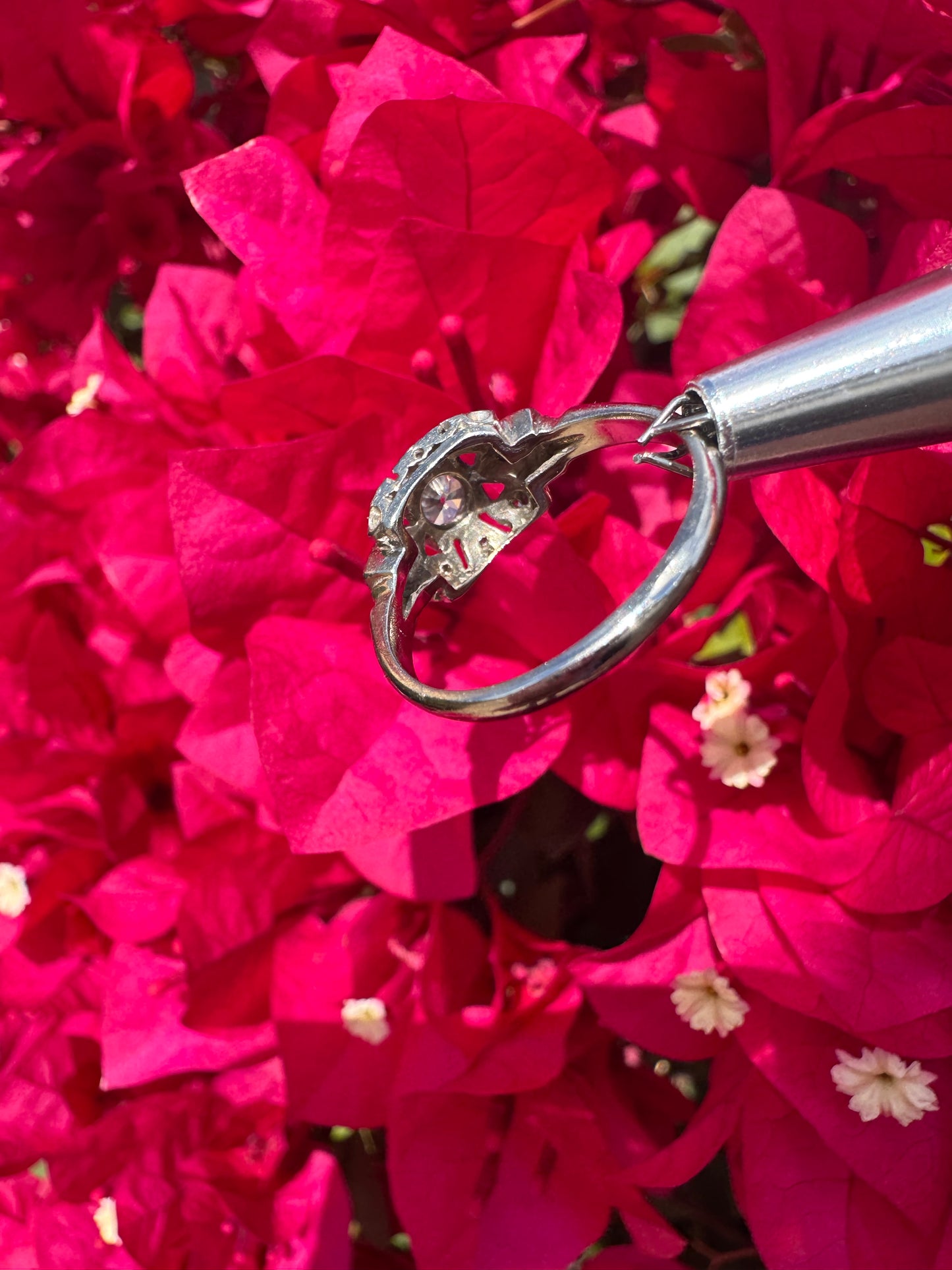 Vintage White Gold Art Deco Ring 0.5ct Natural Diamond