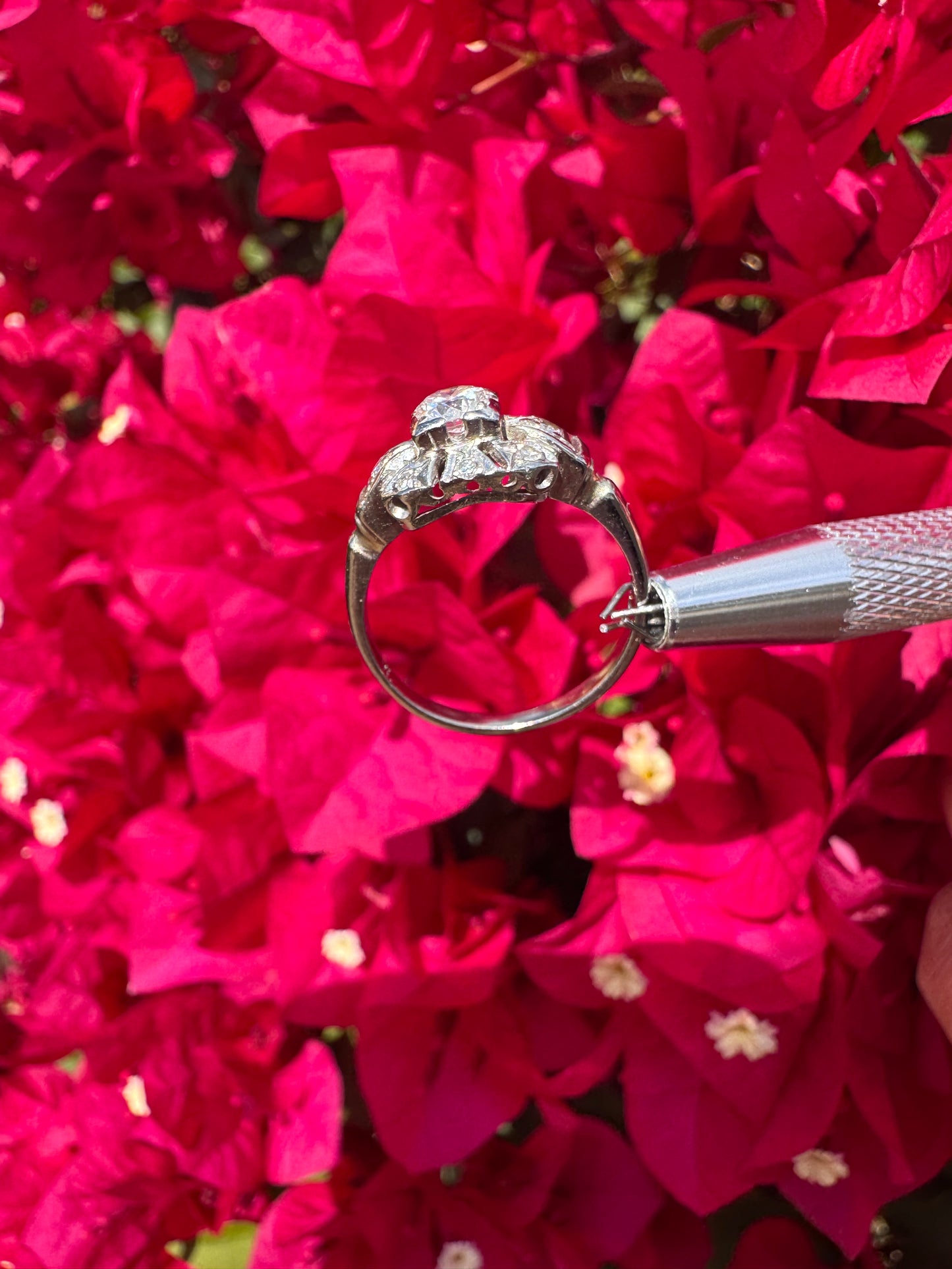 Vintage White Gold Art Deco Ring 0.5ct Natural Diamond