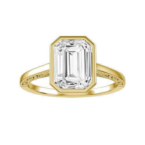 Emerald Cut Lab-grown Diamond Bridal Ring — down