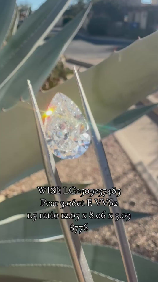 3.08 ct Pear Lab Grown Diamond E VVS2 1.5 ratio